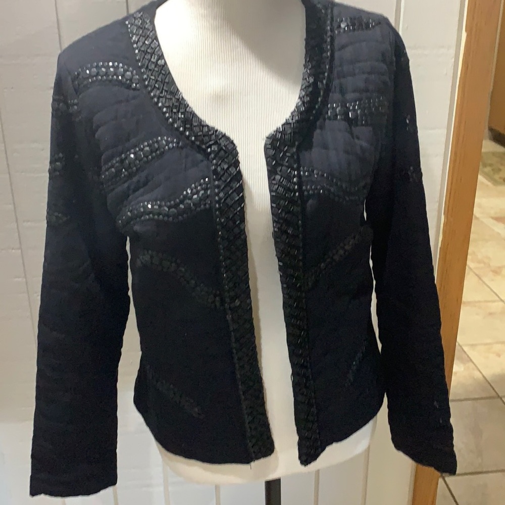 Black Beaded Quilted Jacket